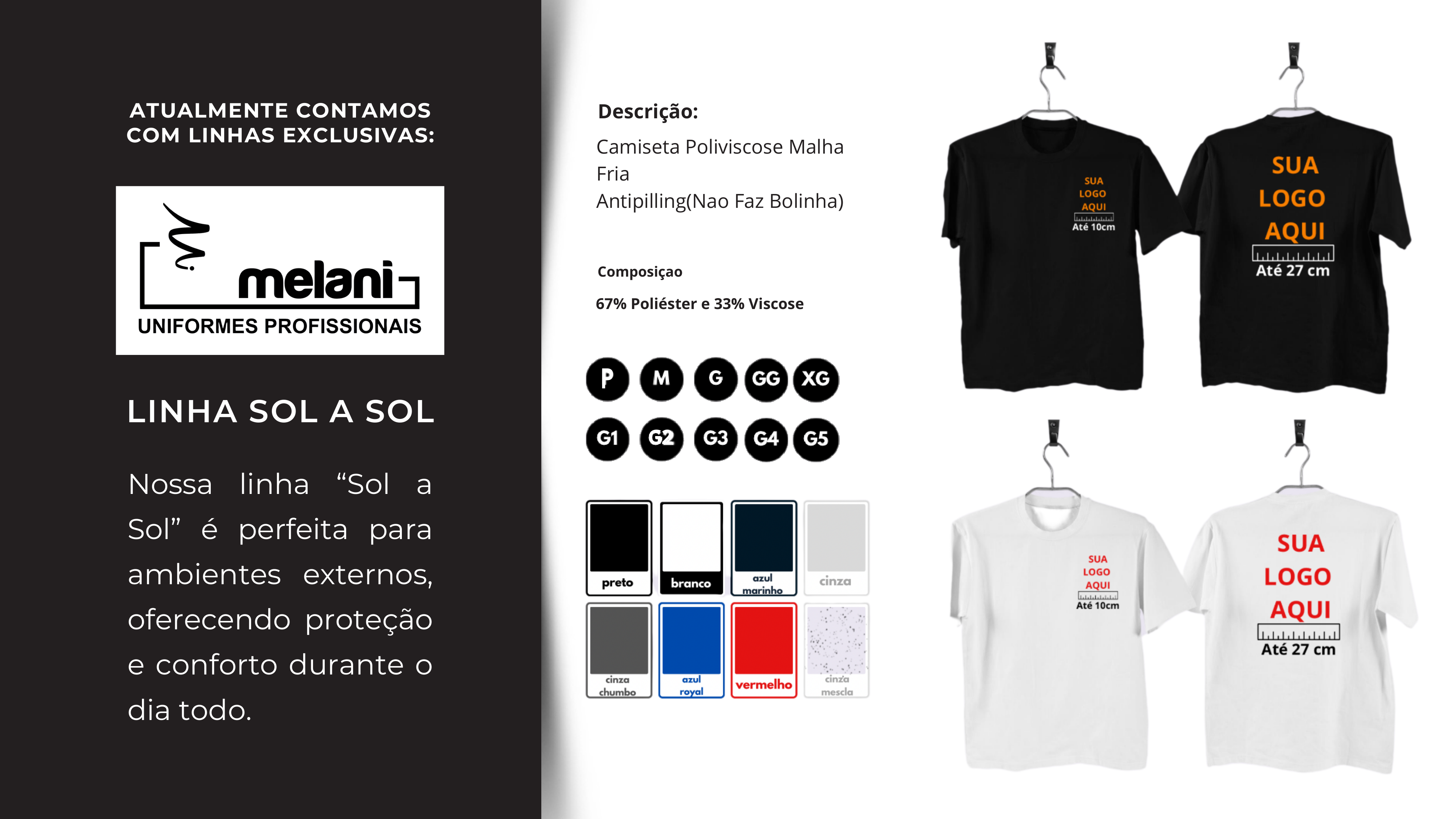 Camiseta Poliviscose Malha Fria Antipilling - Linha Sol a Sol Melani Uniformes